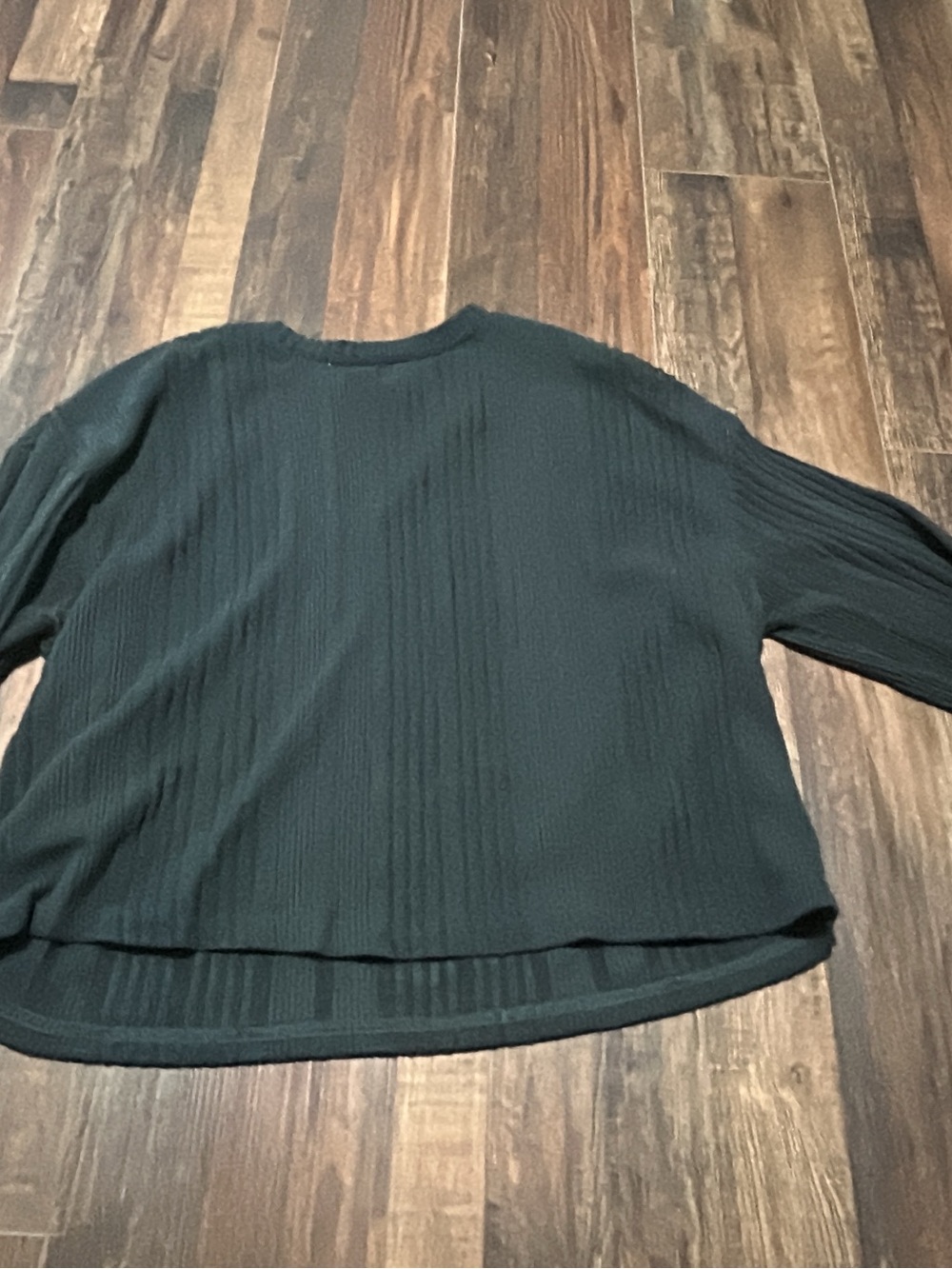 Classic Women's Dark Green Ribbed Long-Sleeve Top